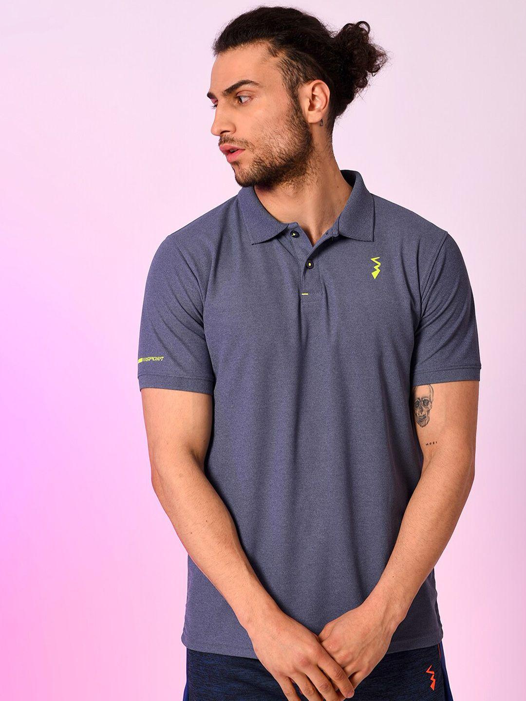 campus sutra men blue polo collar outdoor t-shirt