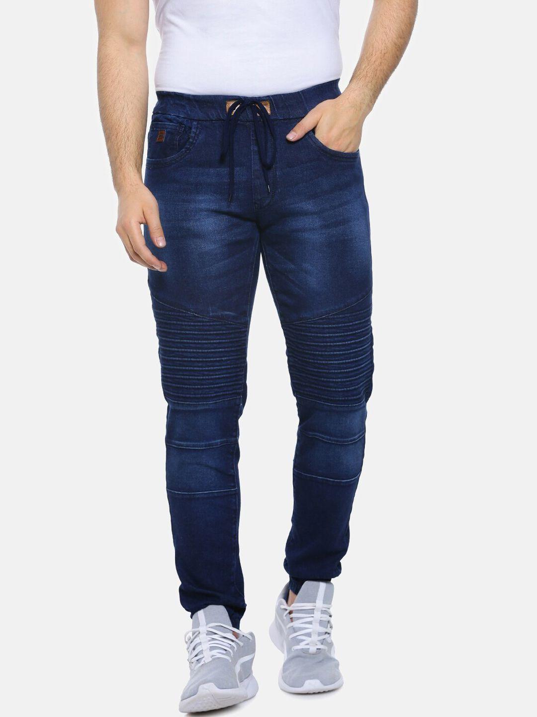 campus sutra men blue slim fit mid-rise clean look jeans