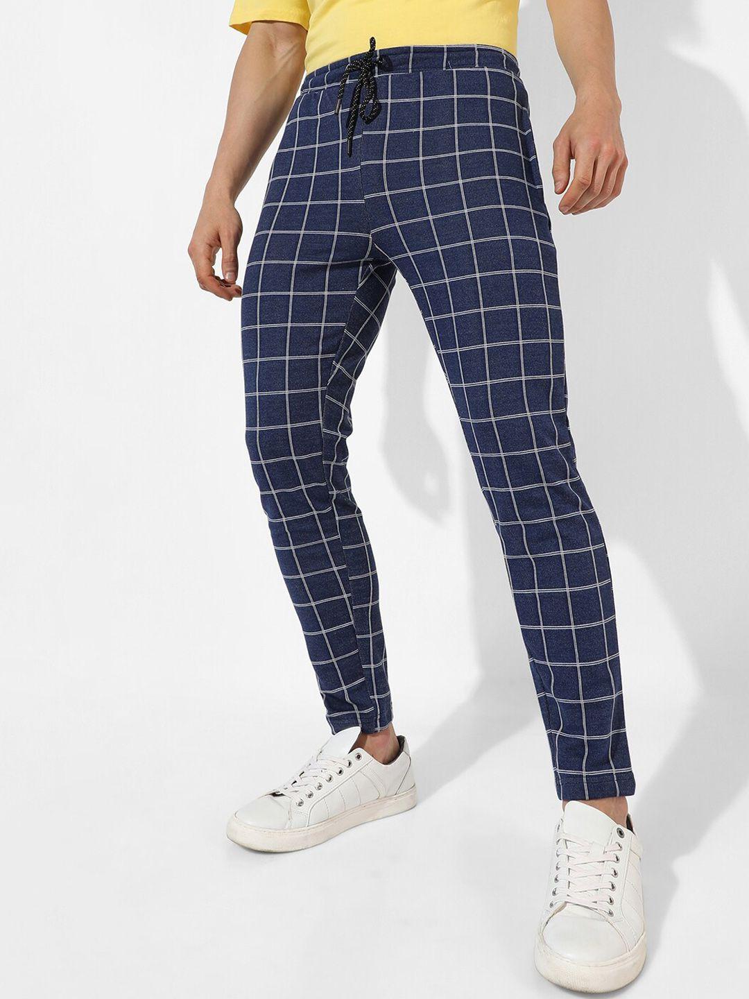 campus sutra men checked cotton track pants