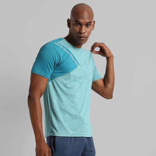 campus sutra men colourblocked regular fit activewear t-shirt