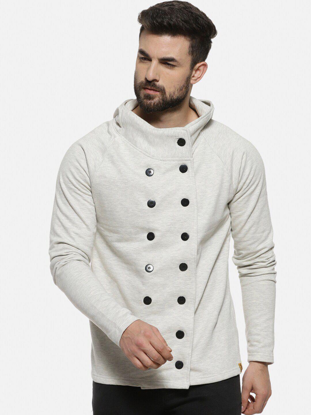 campus sutra men cream-coloured windcheater tailored jacket