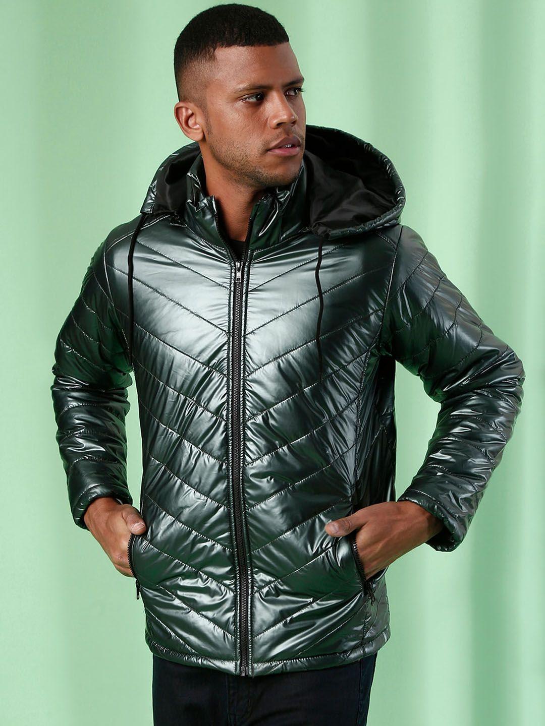 campus sutra men green lightweight quilted jacket