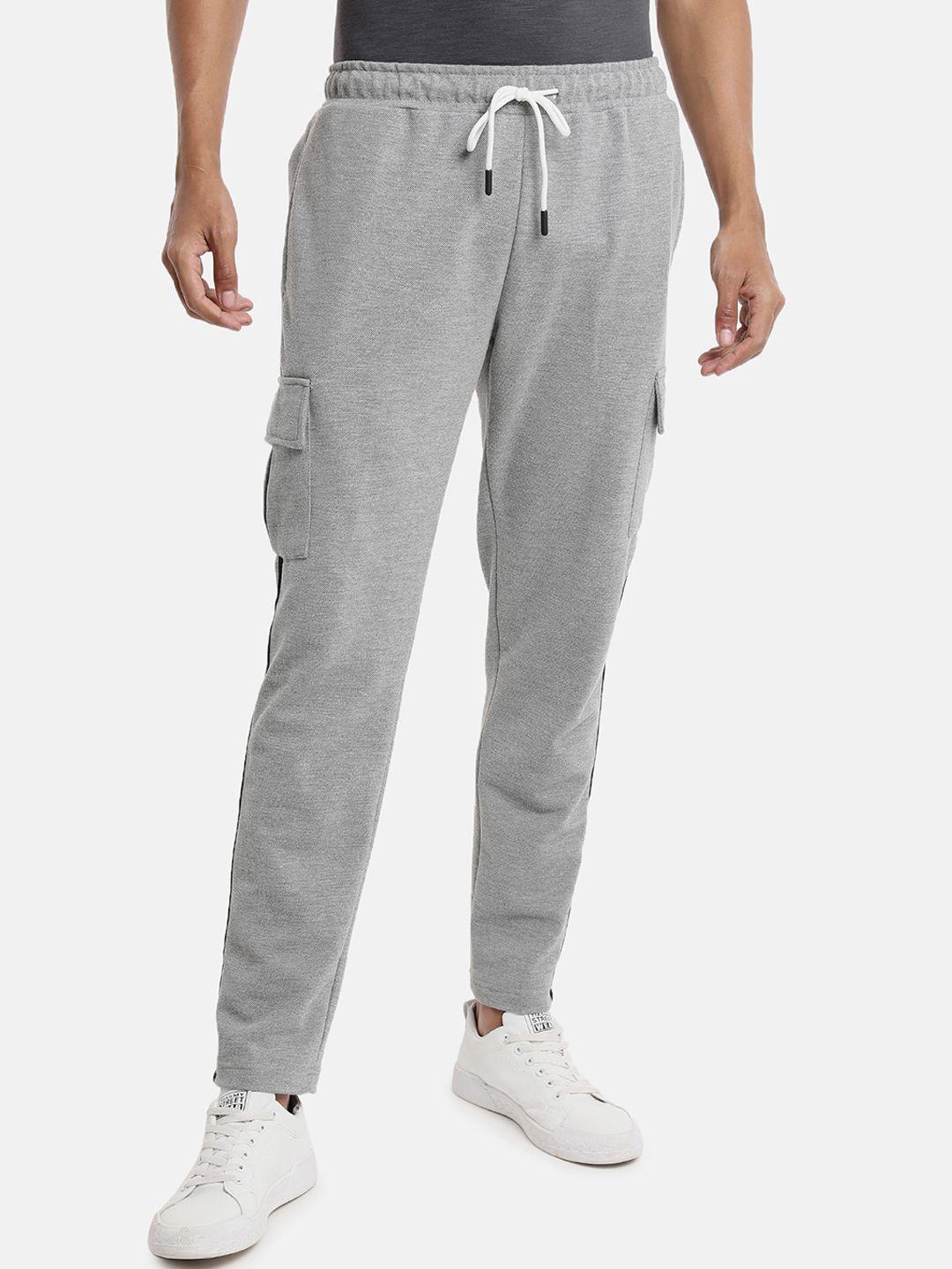 campus sutra men grey pure cotton track pants