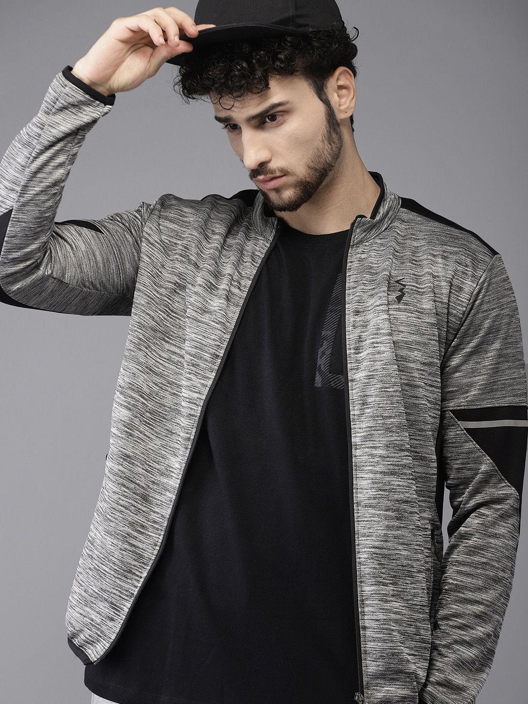 campus sutra men grey solid stylish sports jacket