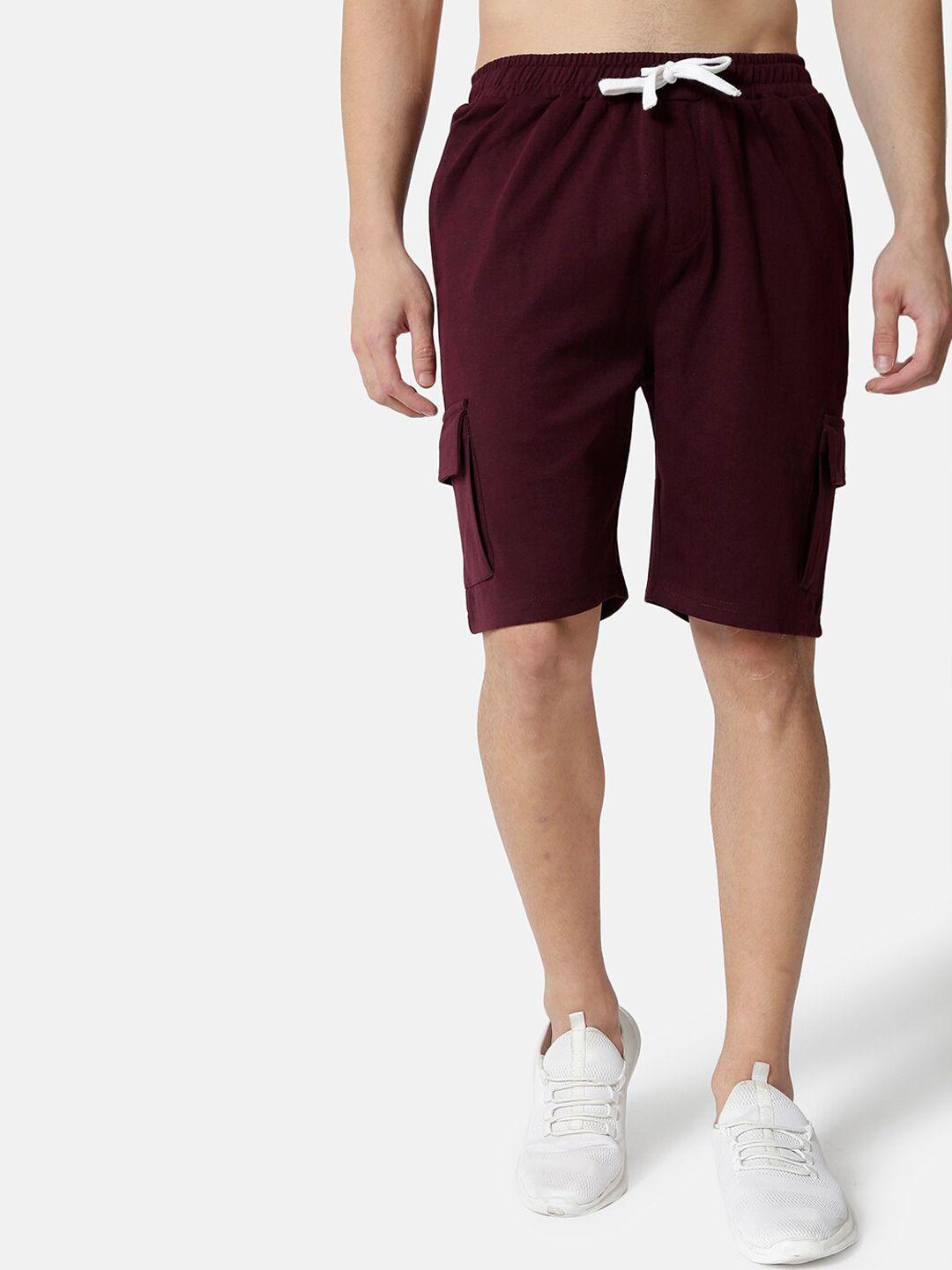 campus sutra men maroon outdoor cargo shorts