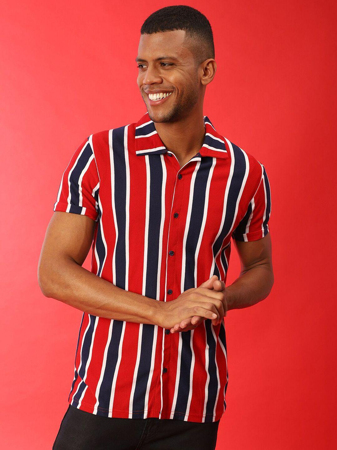 campus sutra men multicoloured classic striped casual shirt