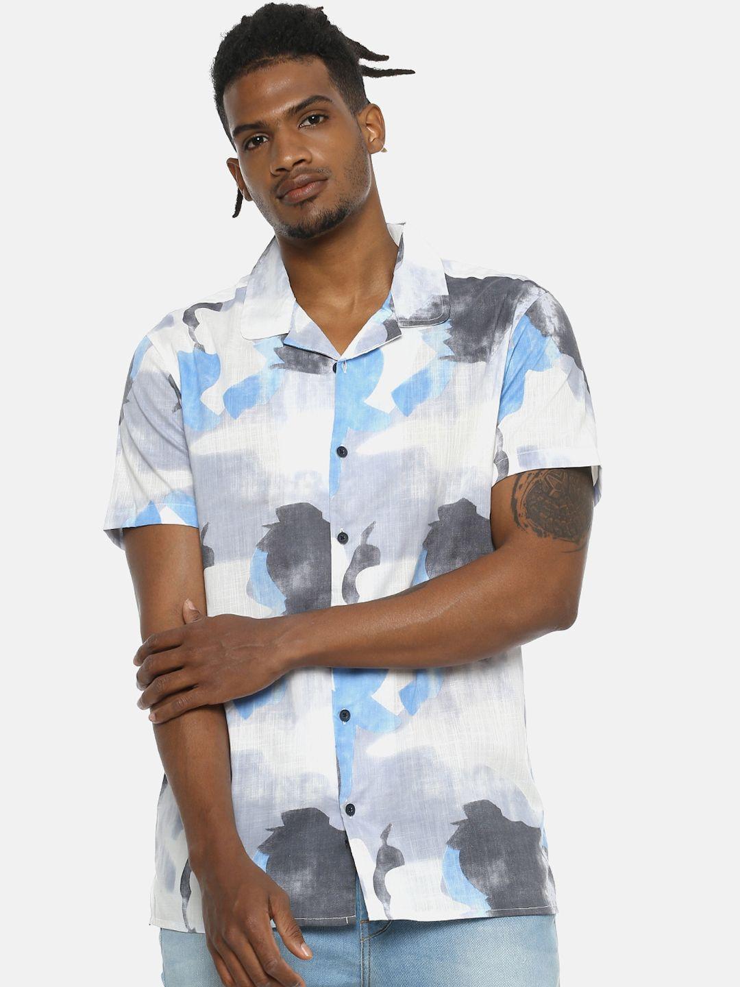 campus sutra men multicoloured regular fit printed casual shirt