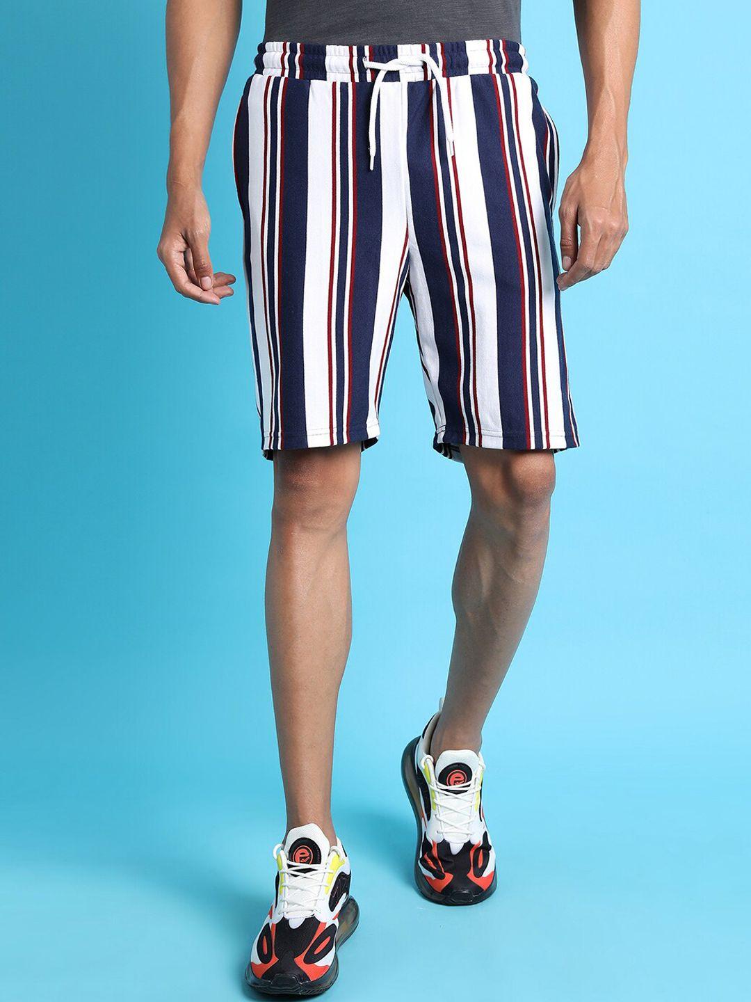 campus sutra men multicoloured striped outdoor shorts