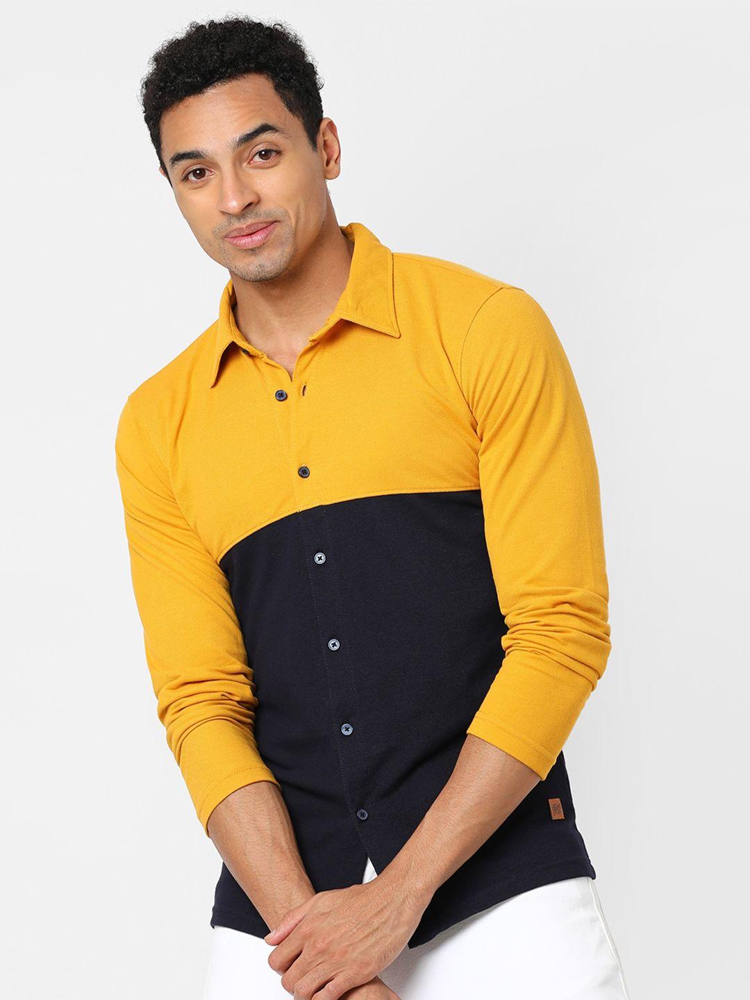 campus sutra men mustard classic casual shirt