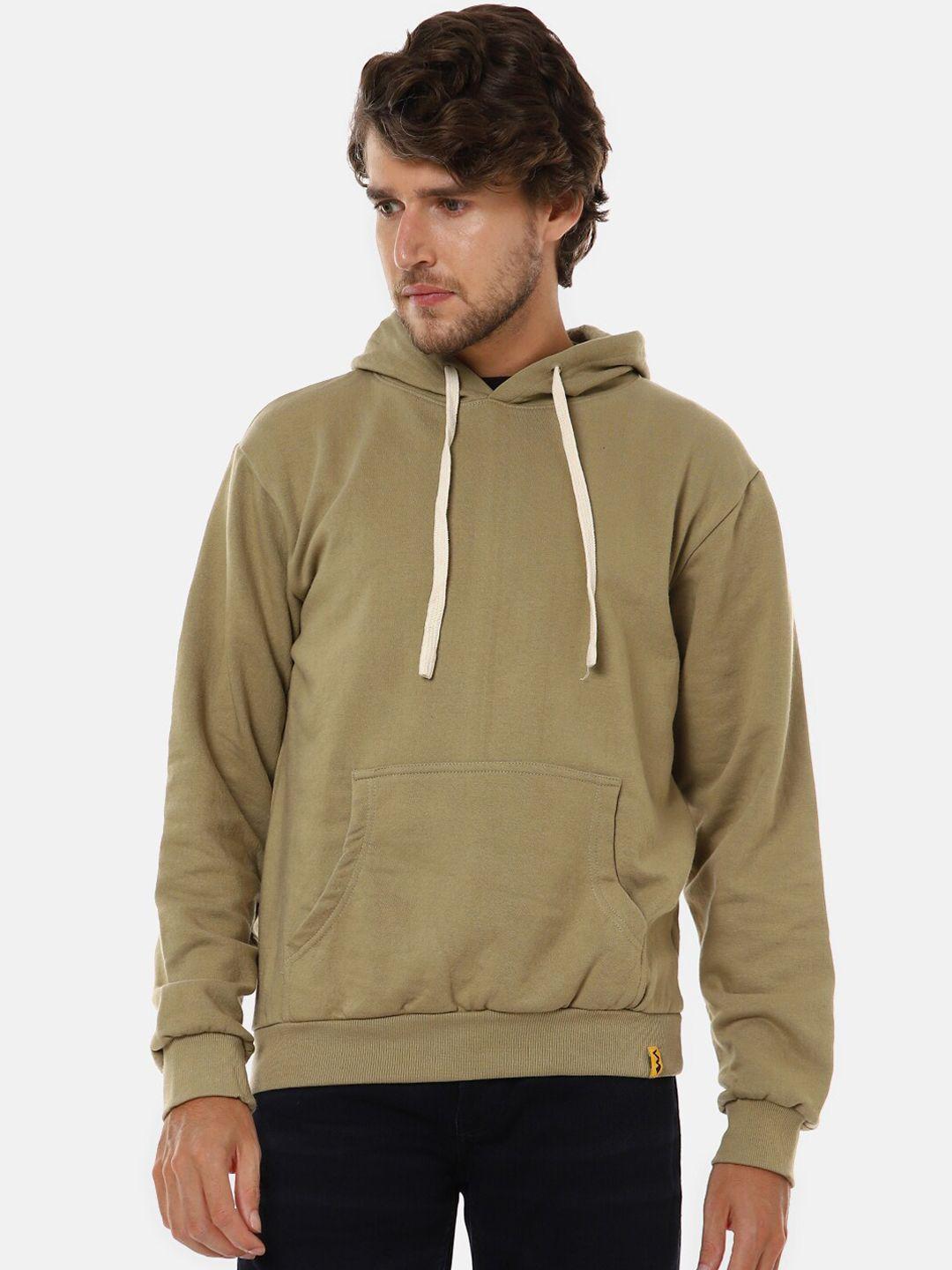 campus sutra men olive green hooded sweatshirt