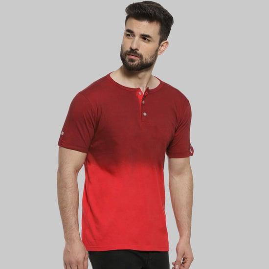 campus sutra men ombre henley neck t-shirt