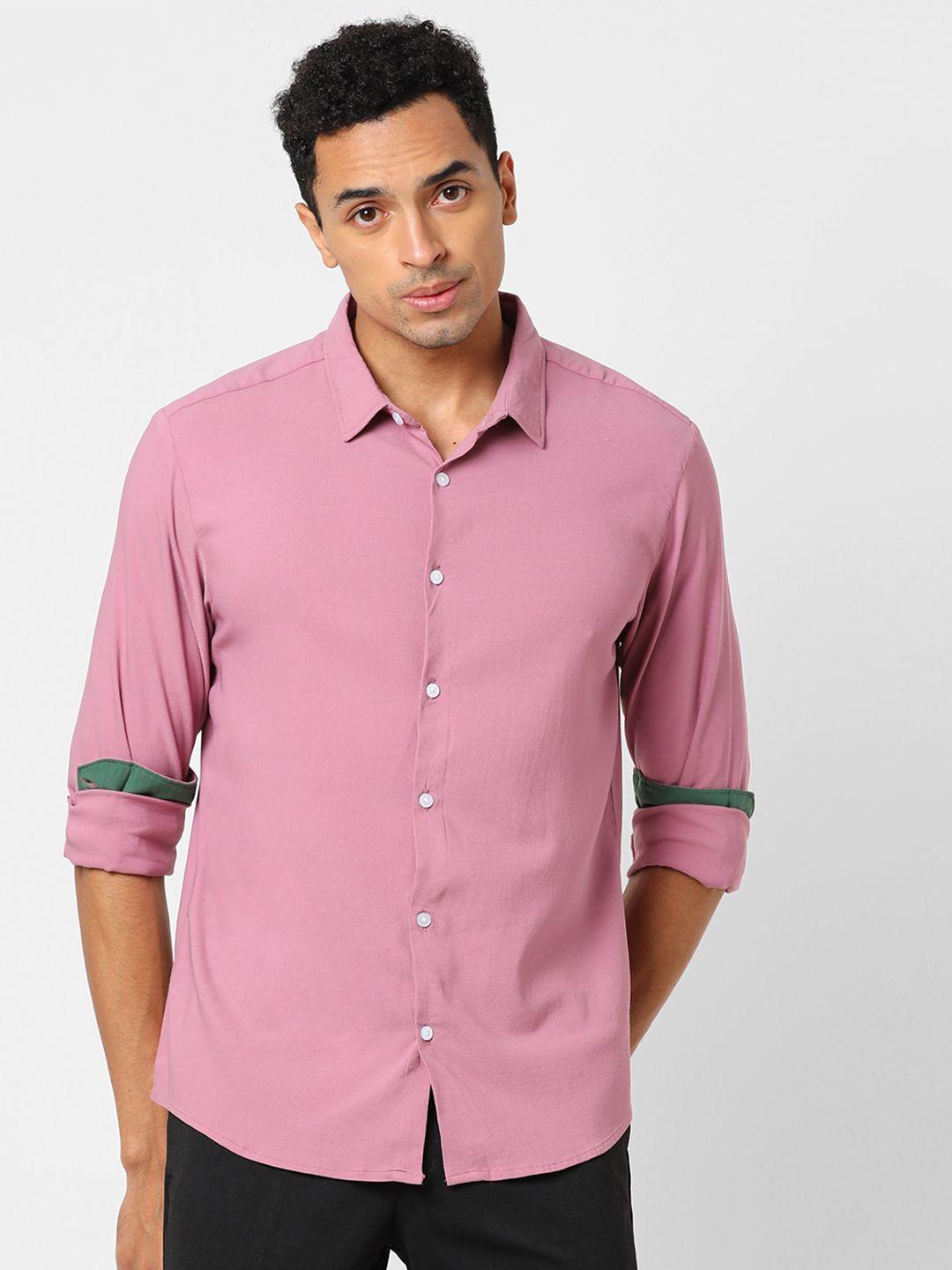 campus sutra men pink classic regular fit casual shirt