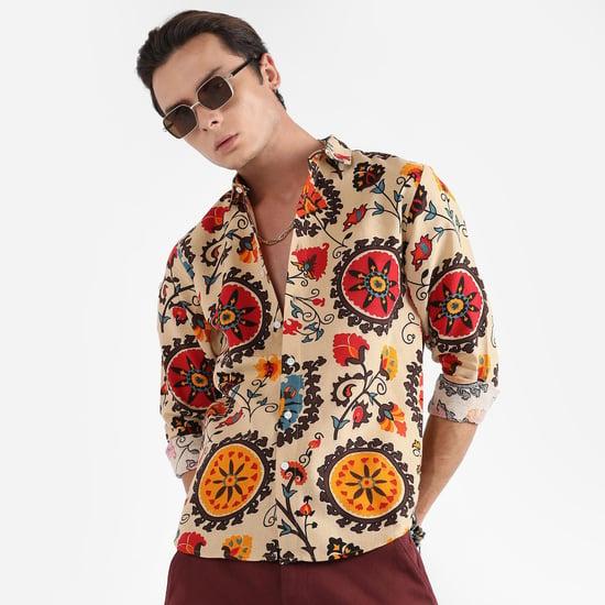 campus sutra men printed regular fit casual shirt