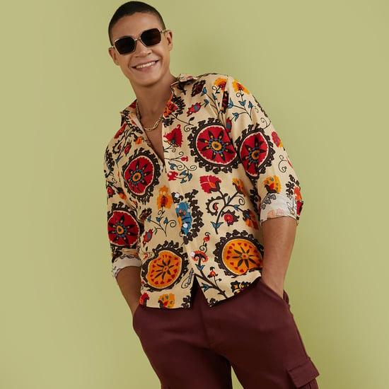 campus sutra men printed regular fit casual shirt