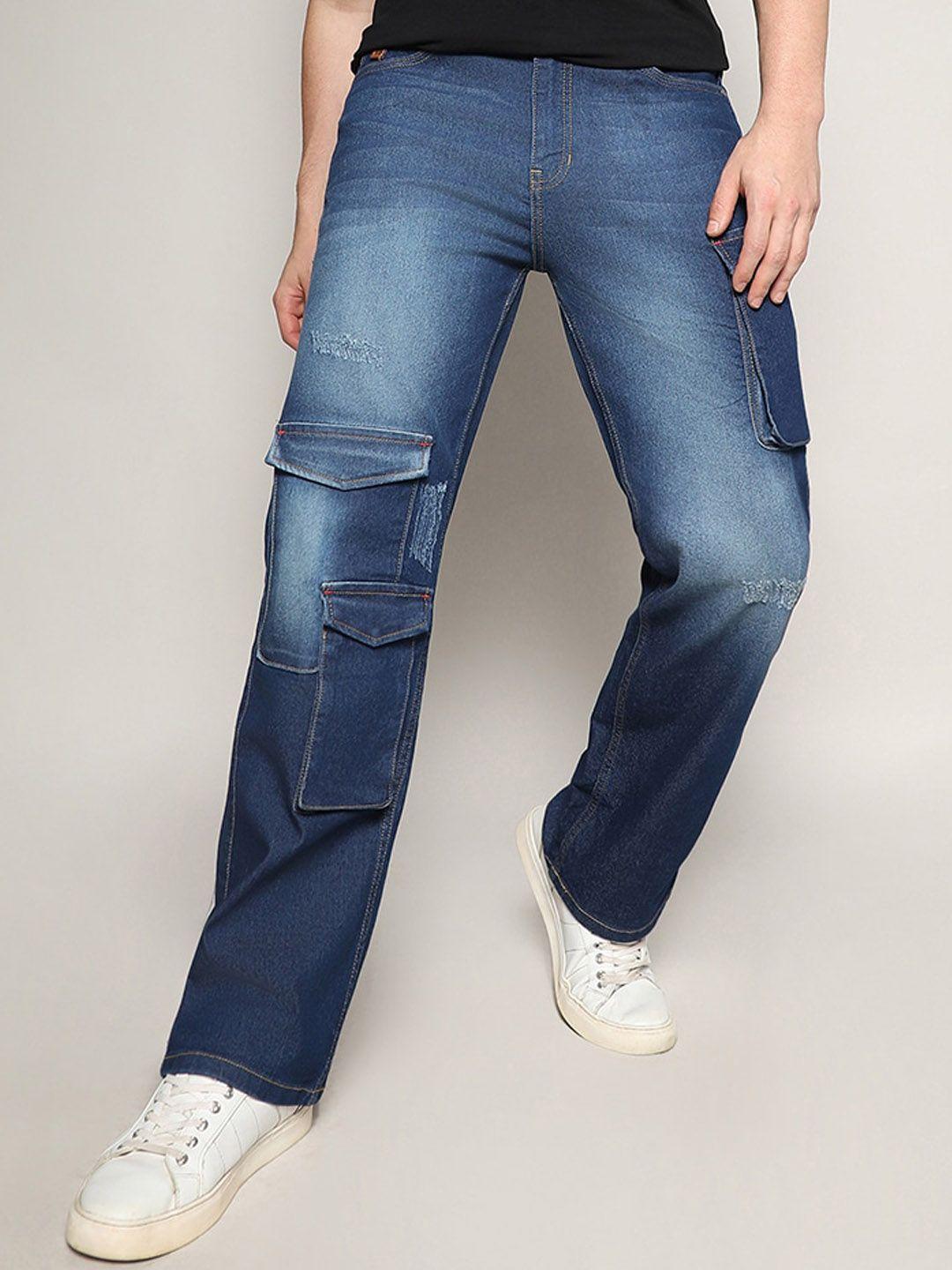 campus sutra men relaxed fit slash knee light fade jeans