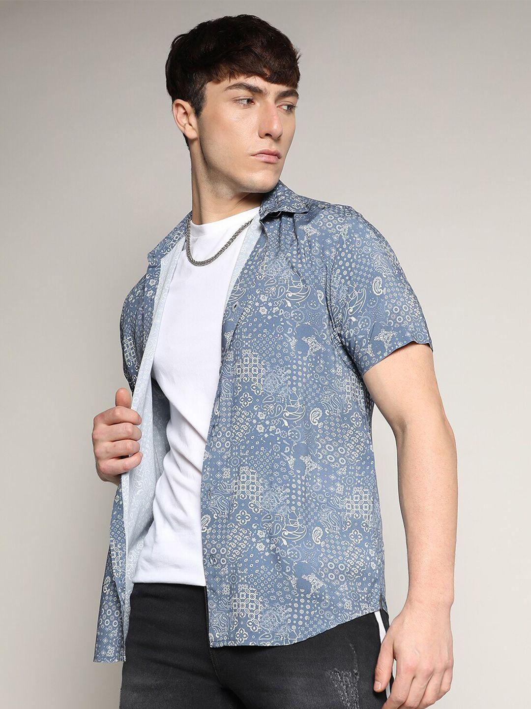 campus sutra men relaxed floral opaque printed casual shirt