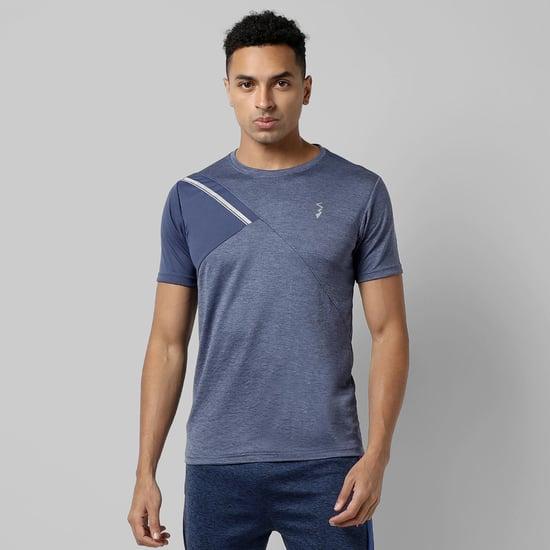 campus sutra men solid regular fit activewear t-shirt