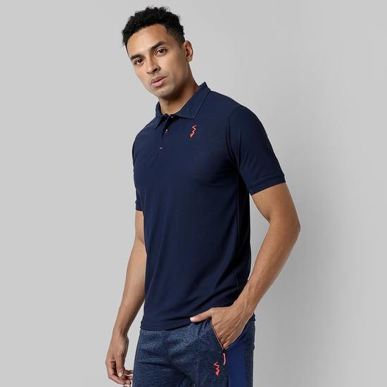 campus sutra men solid regular fit polo t-shirt