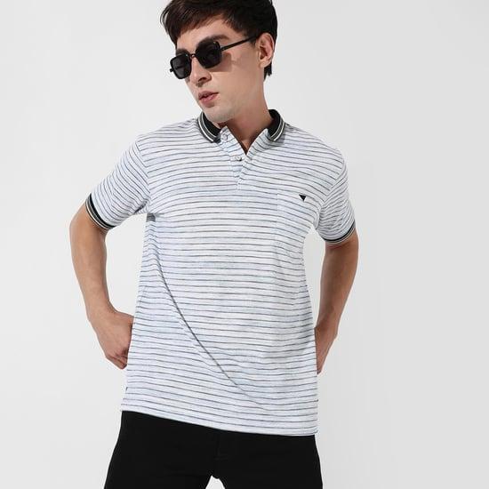 campus sutra men striped polo t-shirt