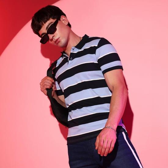 campus sutra men striped polo t-shirt