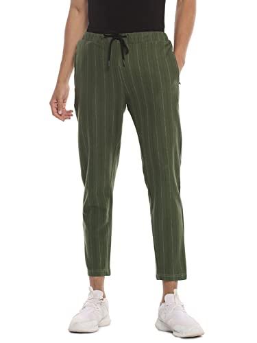 campus sutra men striped stylish casual & evening trackpant(ss22_csmsstp234_s) green