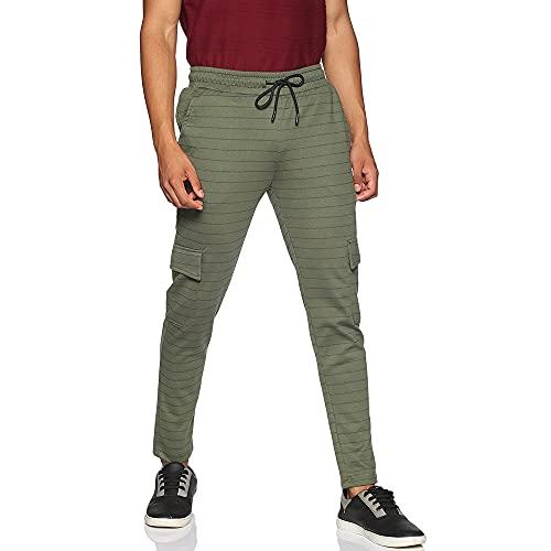 campus sutra men stylish striped casual olive joggers