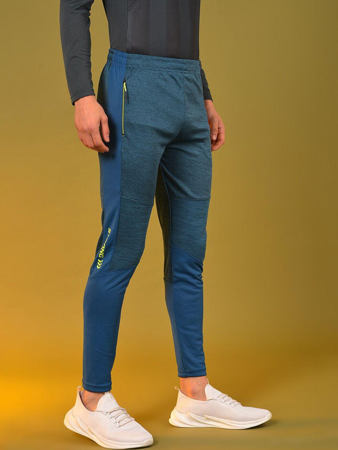 campus sutra men teal blue solid track pants