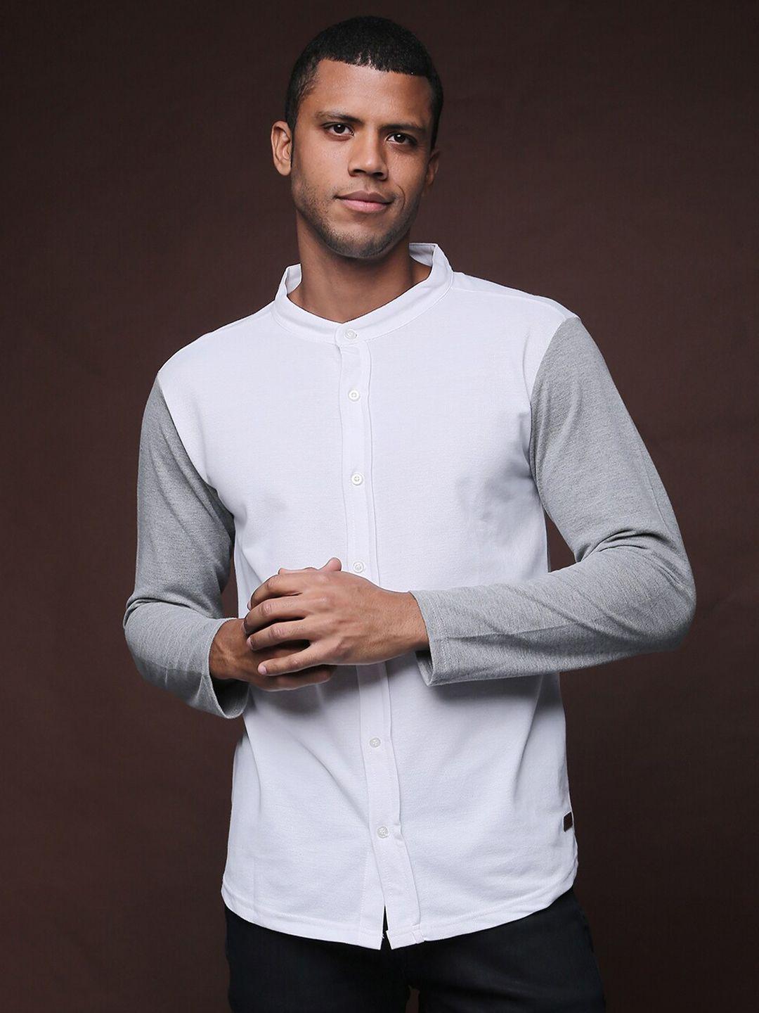 campus sutra men white classic casual shirt