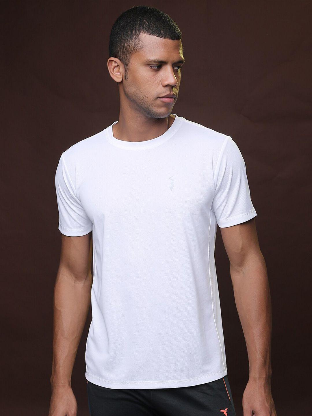 campus sutra men white dri-fit pockets outdoor t-shirt