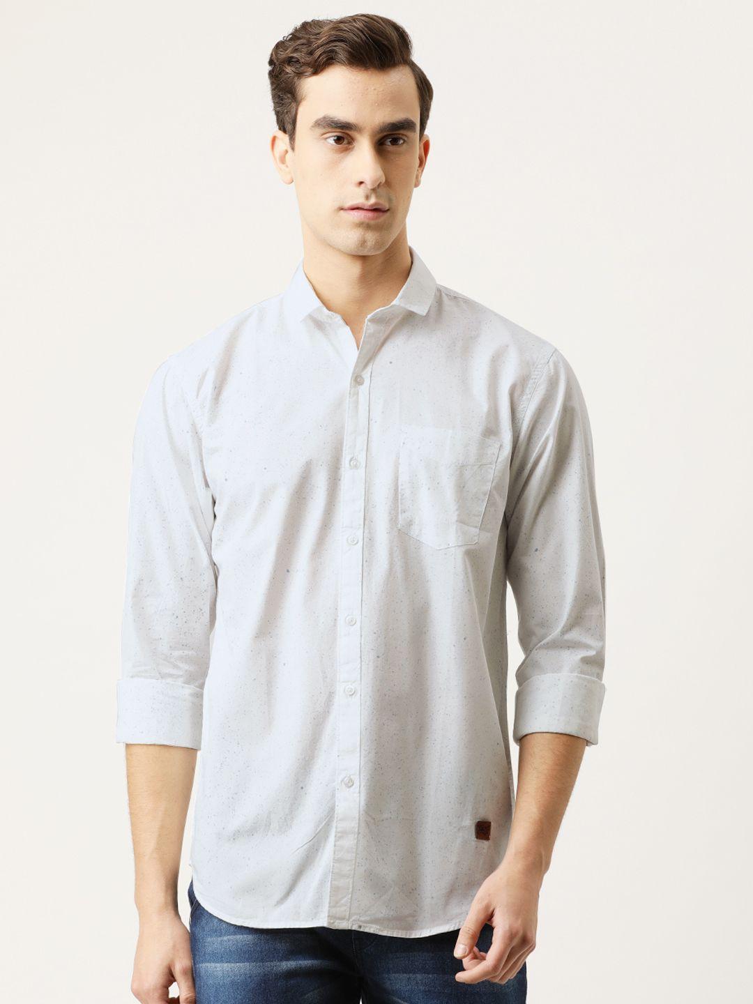 campus sutra men white regular fit printed casual shirt