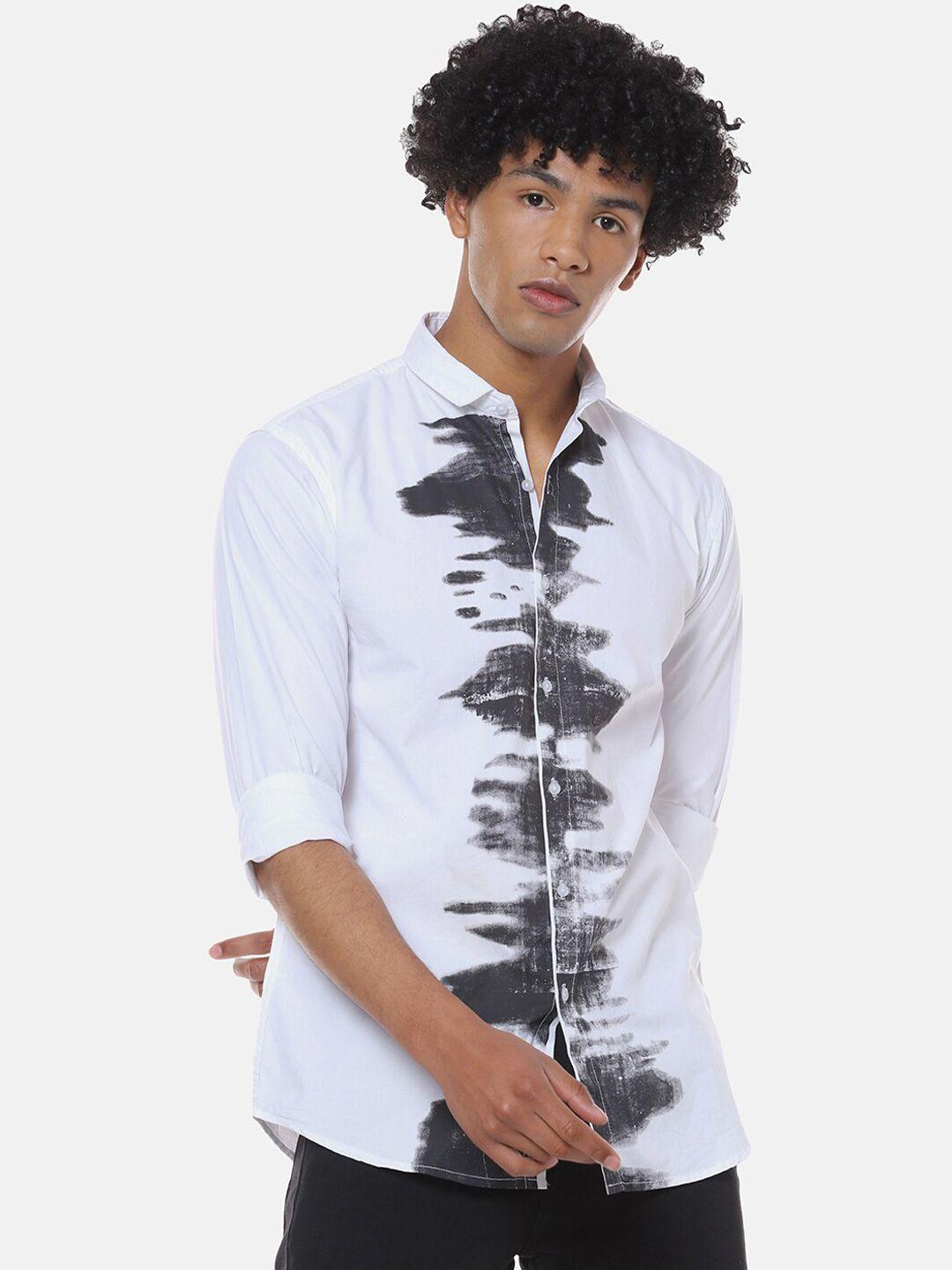 campus sutra men white regular fit printed casual shirt