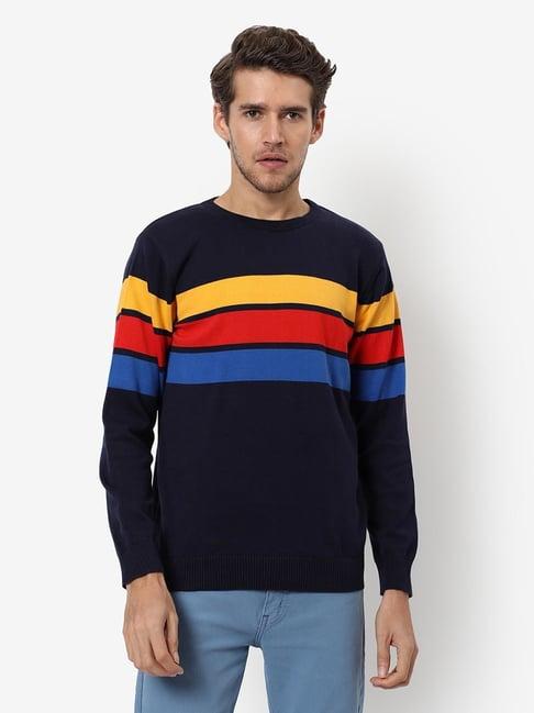 campus sutra multi regular fit striped sweaters