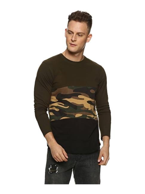 campus sutra olive crew neck t-shirt