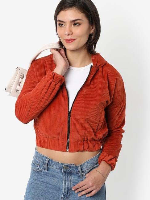 campus sutra orange striped jacket