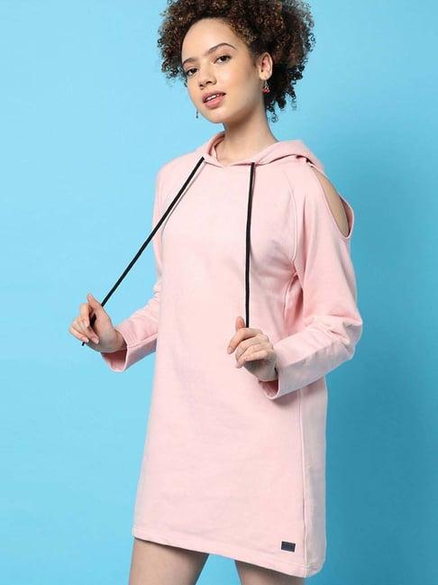 campus sutra pink cotton shift dress