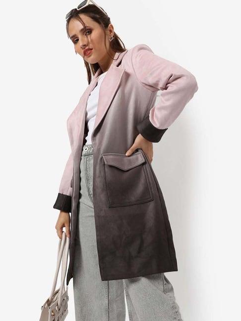 campus sutra pink ombre pattern longline coat