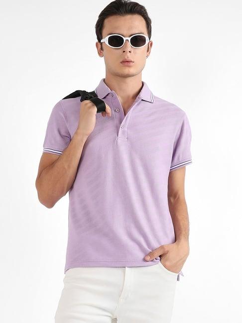 campus sutra purple regular fit polo t-shirt