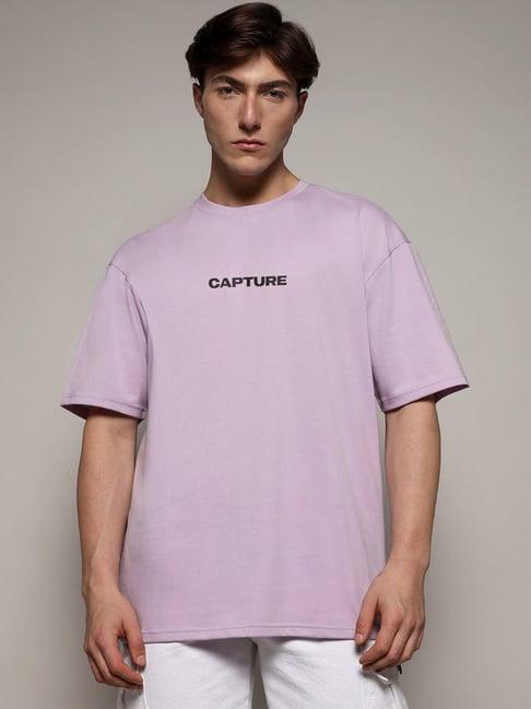 campus sutra purple regular fit printed t-shirt