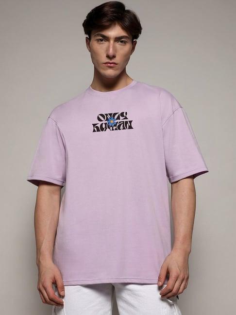 campus sutra purple regular fit printed t-shirt