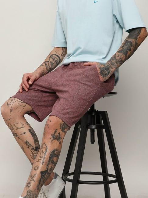 campus sutra purple regular fit shorts