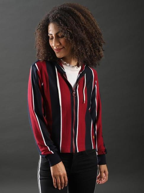 campus sutra red and black striped hoodie