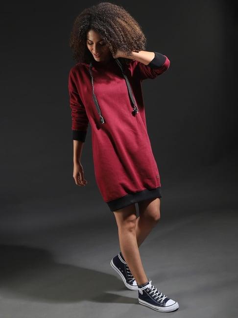 campus sutra red straight fit dress