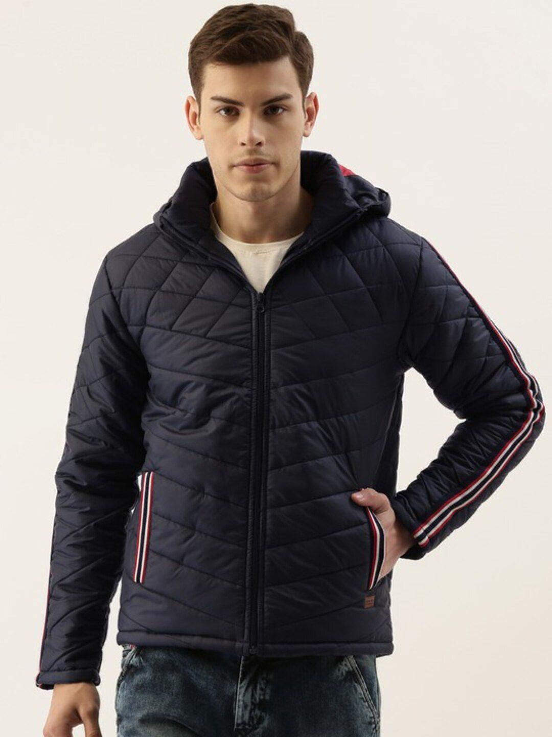 campus sutra self design hooded windcheater puffer jacket