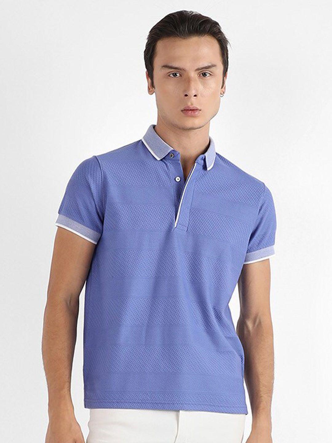 campus sutra self design polo collar cotton t-shirt