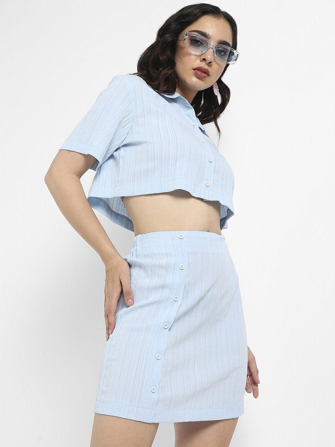 campus sutra shirt collar top & skirt