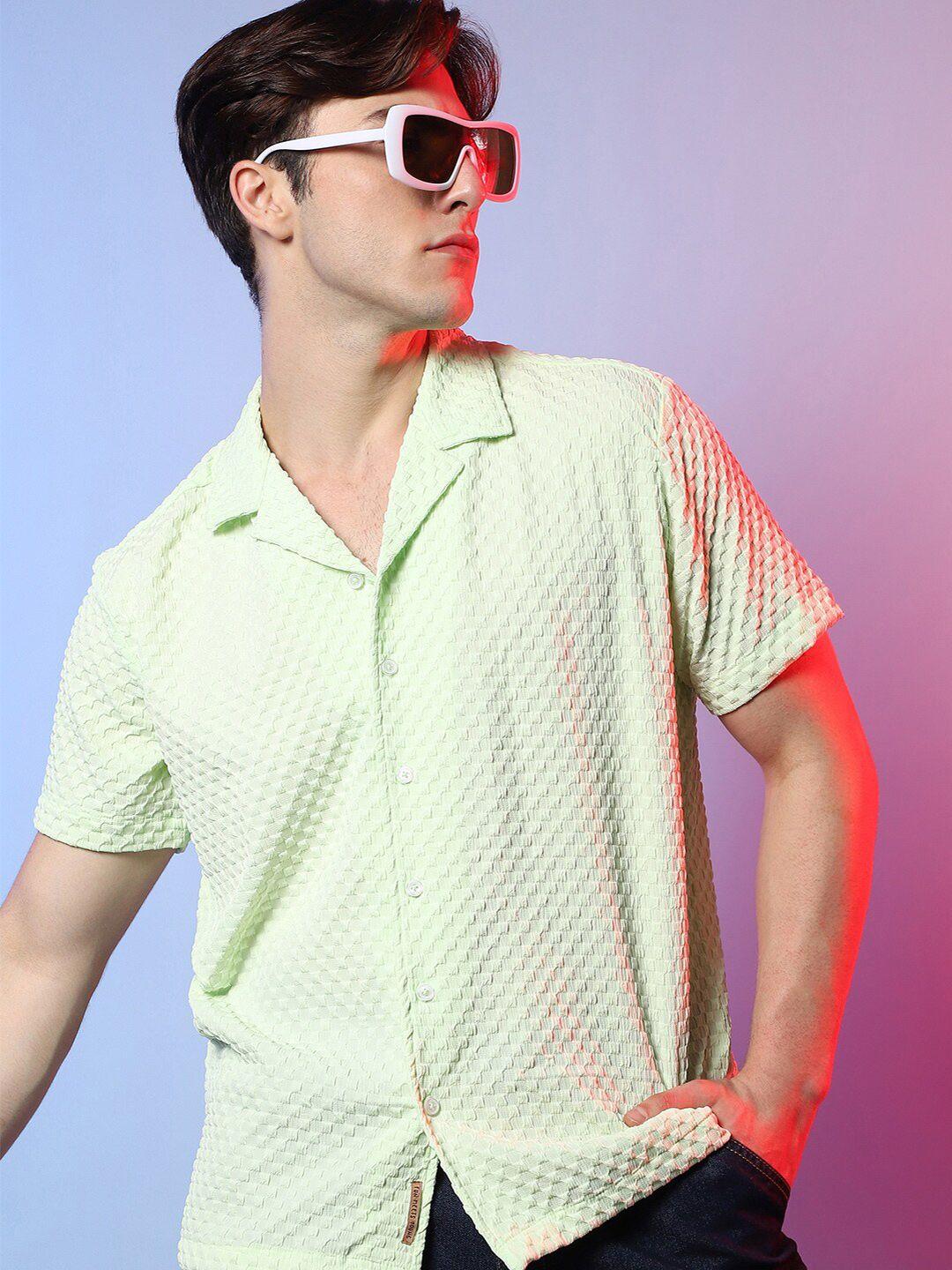 campus sutra spread collar short sleeves classic casual shirt