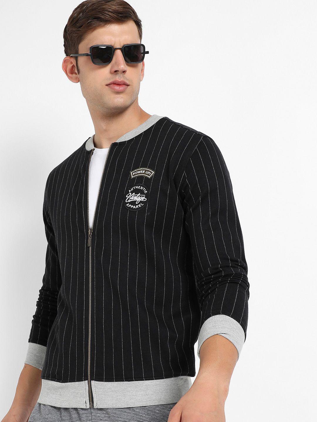 campus sutra striped windcheater cotton tailored jacket