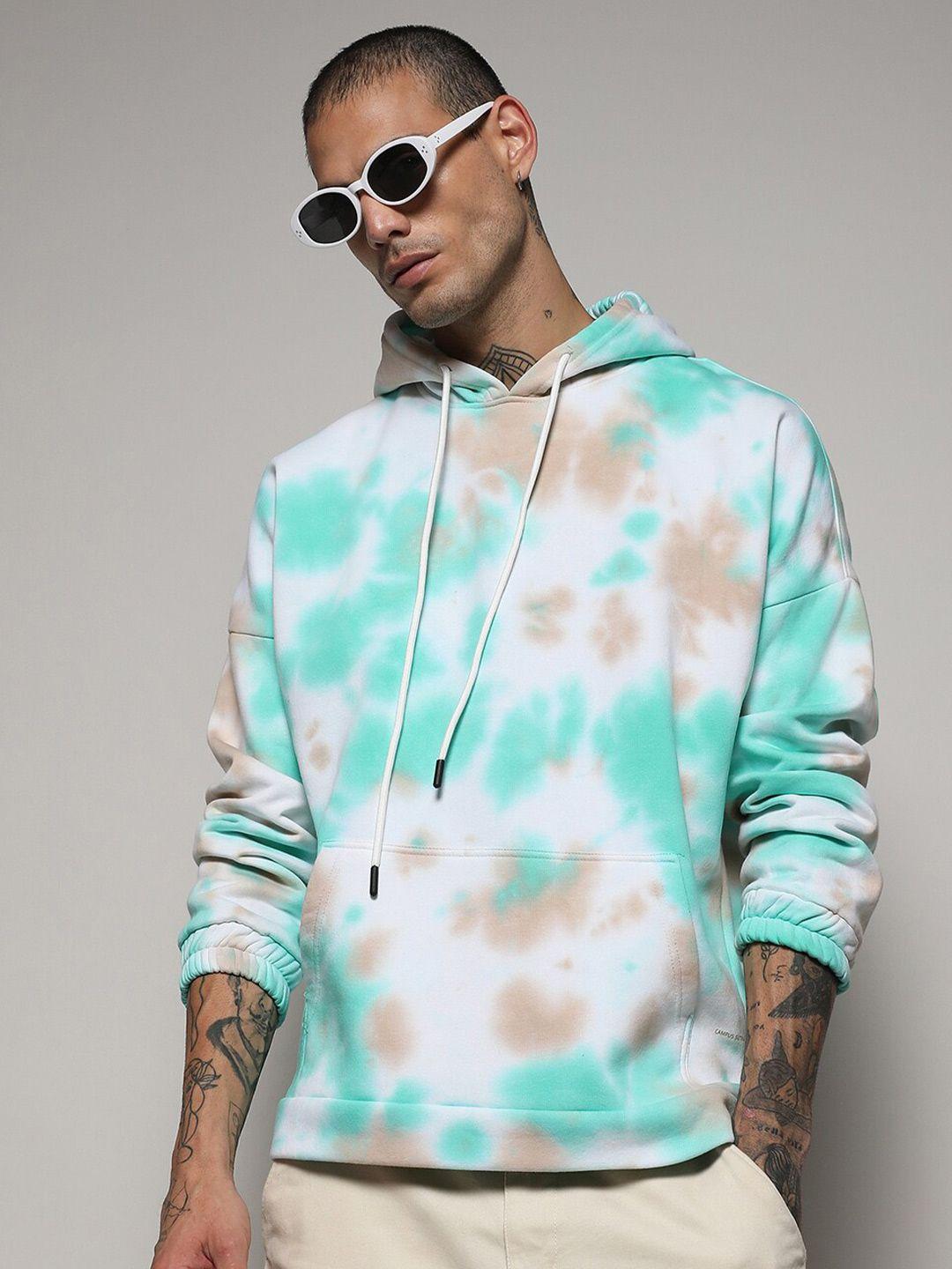 campus sutra tie & dye dyed hooded pullover