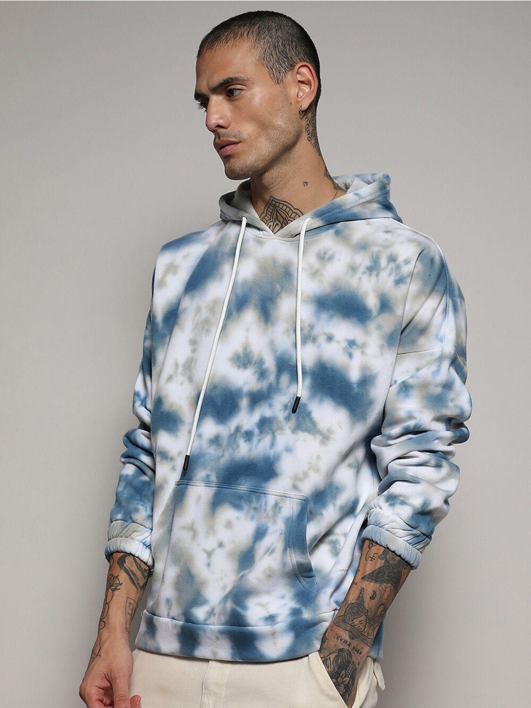 campus sutra tie & dyed hooded cotton sweatshirt