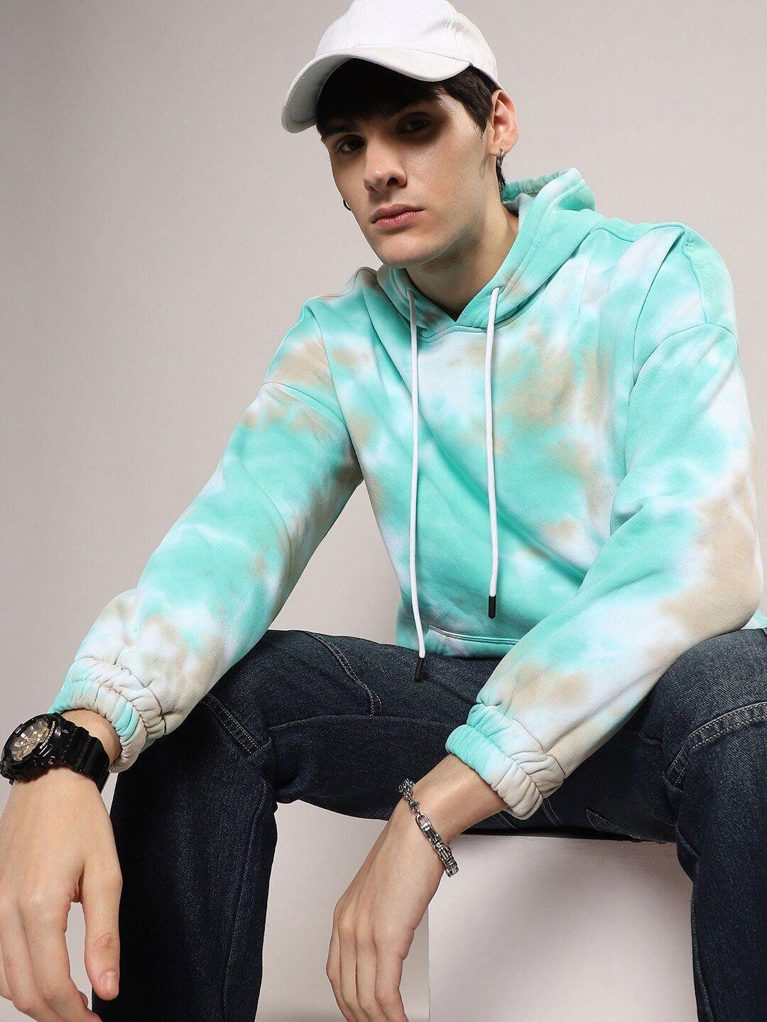 campus sutra tie-dye hooded long sleeve cotton pullover sweatshirt